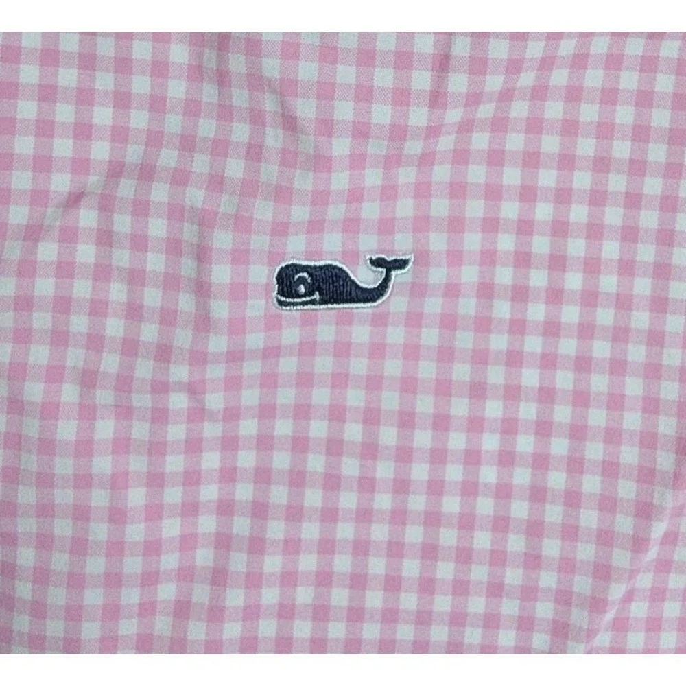 Vineyard Vines‎ Shirt Youth PINK Gingham Performance Button Down Stretch